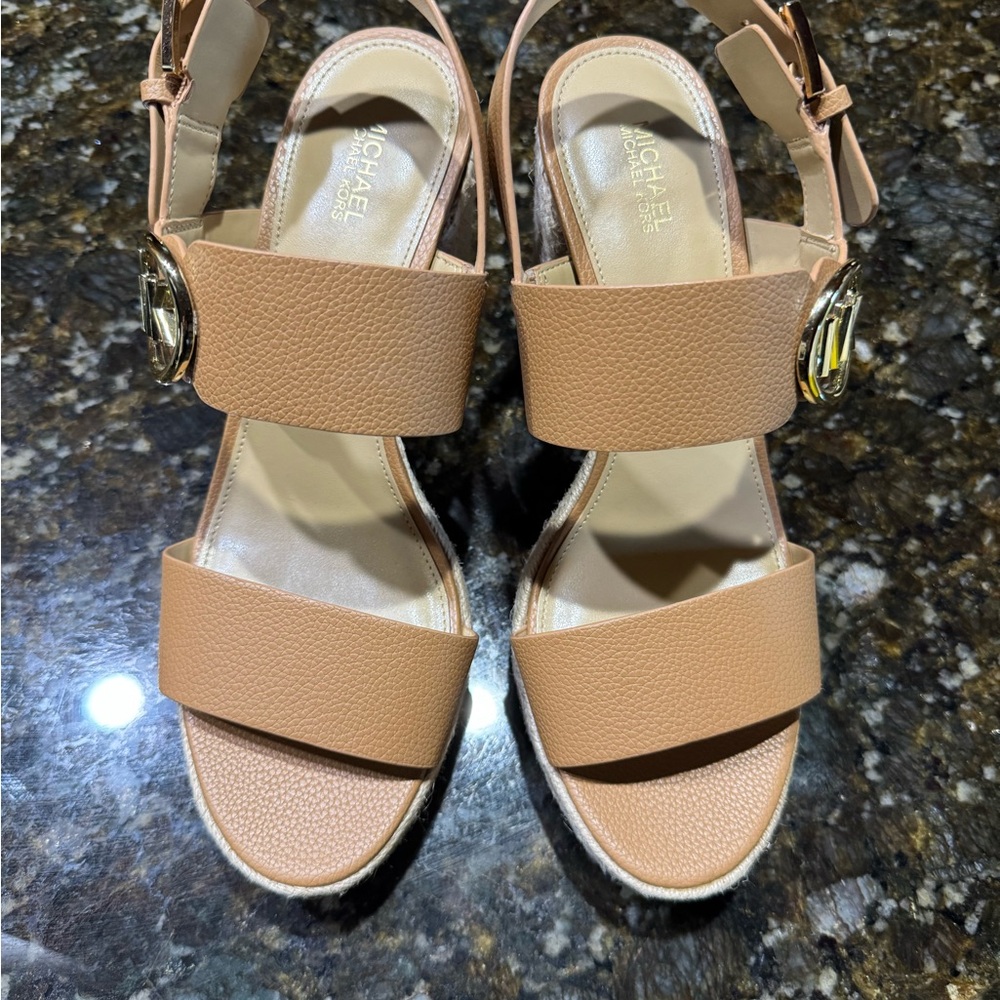 Michael Kors Camel Wedge Sandals - Picture 7 of 8